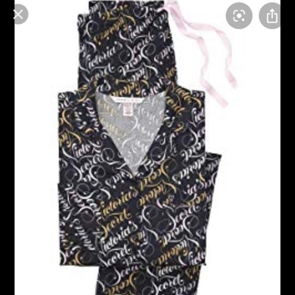 Victoria's Secret Other - Victoria's Secret Black Scroll Flannel PJ's NWT Victoria's Secret Other - Victoria's Secret Black Scroll Flannel PJ's NWT